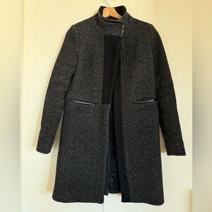 Comptoir Des Cotonniers (French) Wool Coat with Leather Trimming - S
